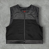 Club style shorty full leather/blk denim