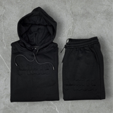 E-VILLE blk on blk embossed/ debossed hoodie