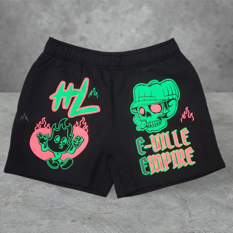 Neon/Reflective puff shorts (pink)